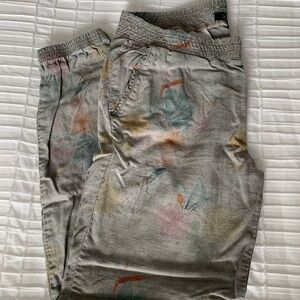 Level 99 Gray Pants with Subtle Pastel Floral Accents